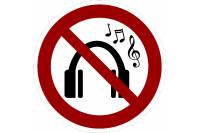 Табличка круглая "Не слушать музыку в наушниках"