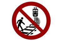 Табличка круглая "Переходить путь вблизи идущего поезда запрещено"