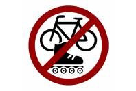 Табличка круглая "Велосипеды и ролики запрещены"
