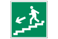 Эвакуационный знак Направление к эвакуационному выходу по лестнице вниз (влево)