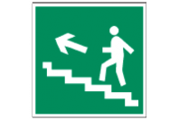 Эвакуационный знак Направление к эвакуационному выходу по лестнице вверх (влево)