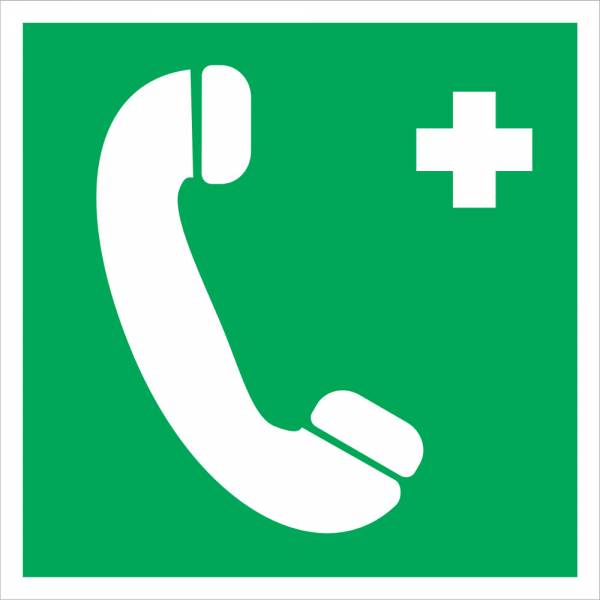 знак'Телефон связи с медицинским пунктом (скорой медицинской помощью)' 200x200мм, ЕС06