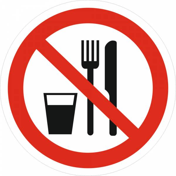 Знак 'Запрещается принимать пищу' (ГОСТ Р 12.4.026-2001) 200х200 мм P30